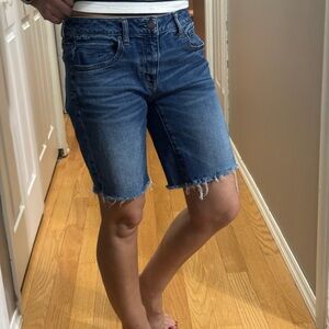 American Eagle Outfitters Blue Jean Shorts with Frayed Hem